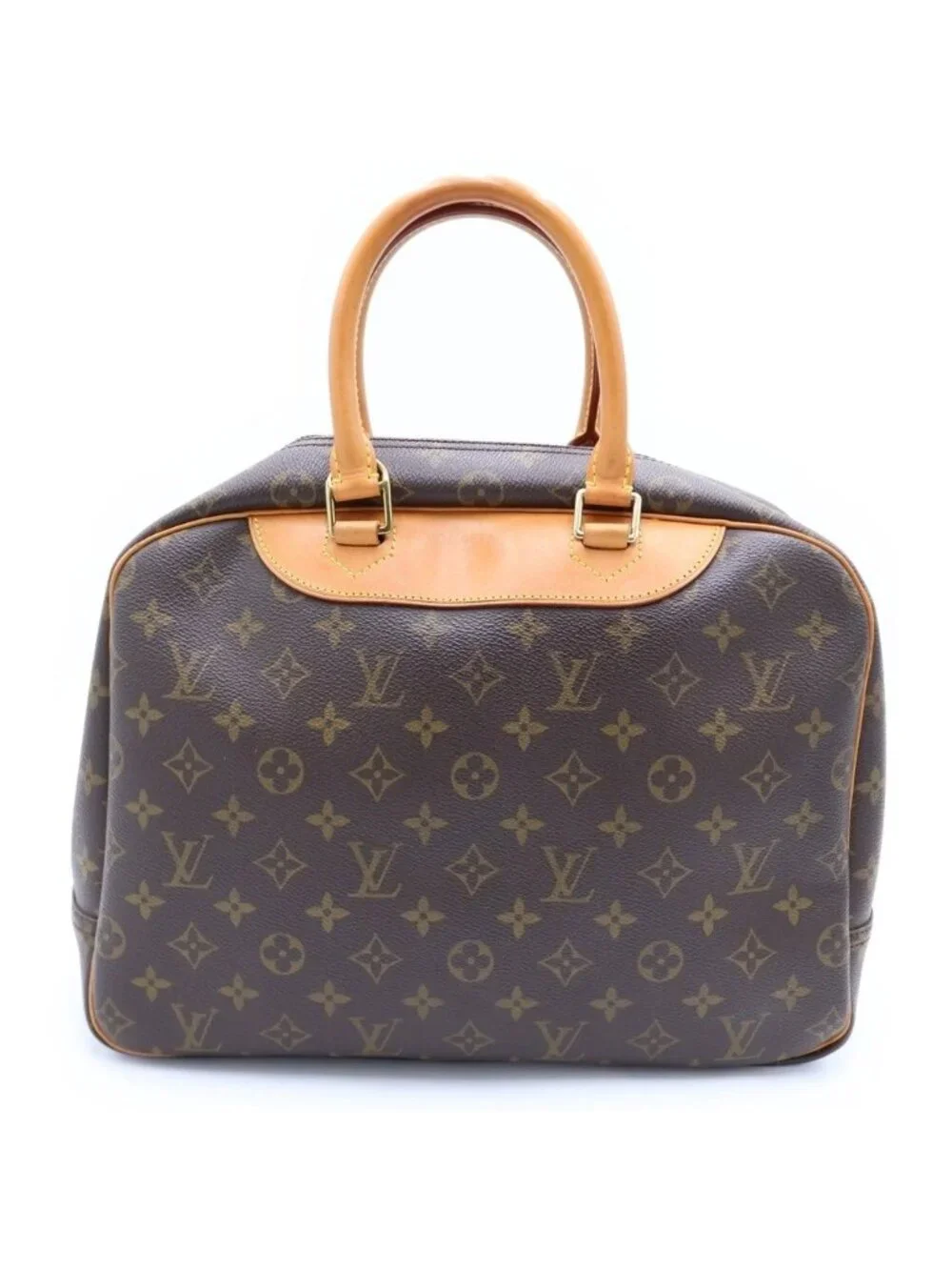 Louis Vuitton Monogram Deauville Leather Handbag Brown